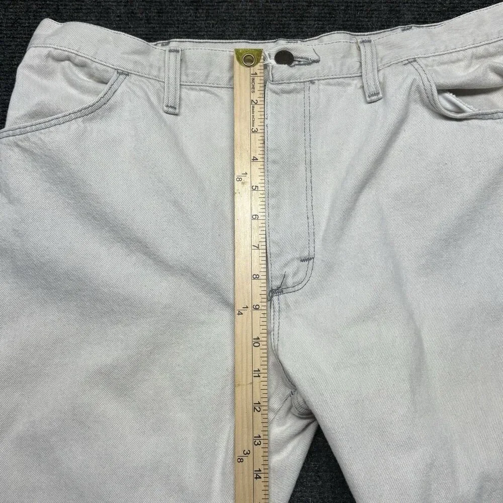 Vintage Rustler Jeans Mens 38x30 White Gray 87621 Straight Leg Denim Made In USA